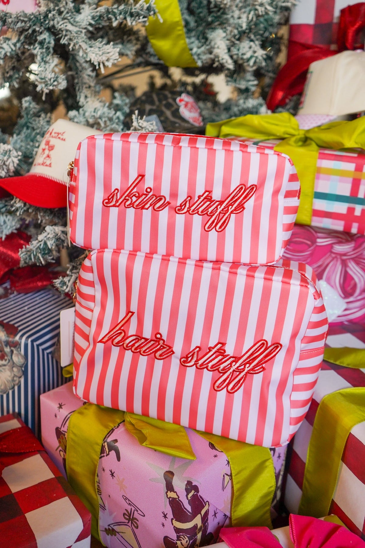 Hair Stuff - Pink & Red Stripes XL Bag