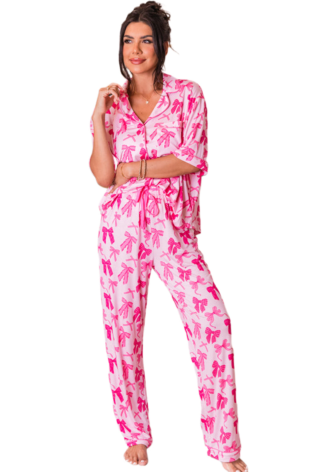 Pink Bow Pajamas Set