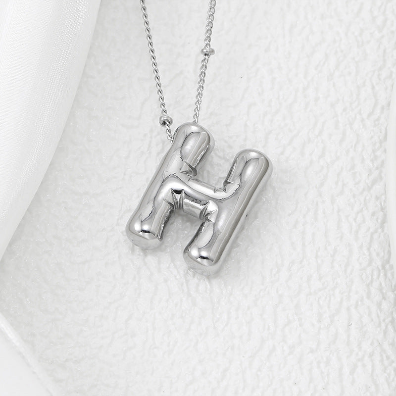 A-L Silver Bubble Letter Necklace