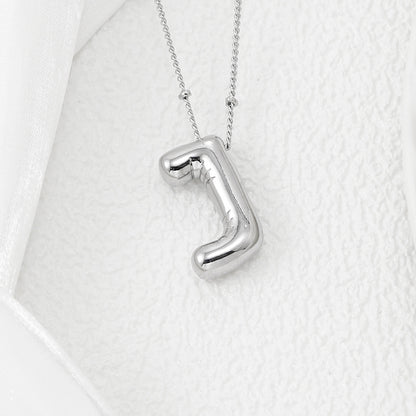 A-L Silver Bubble Letter Necklace