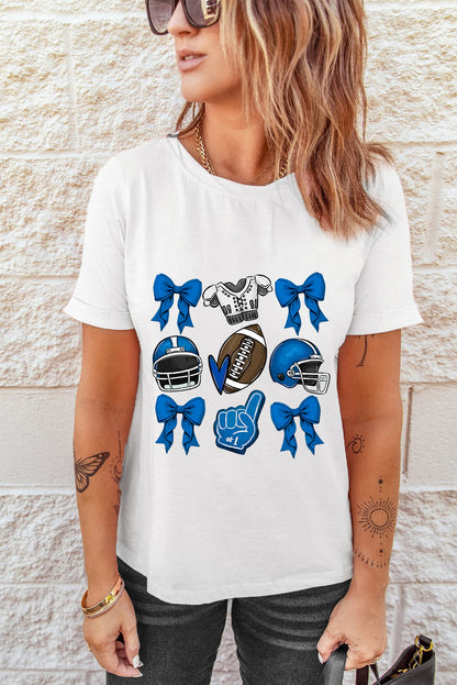 RED or BLUE Game Day Helmet Bow Graphic Tee