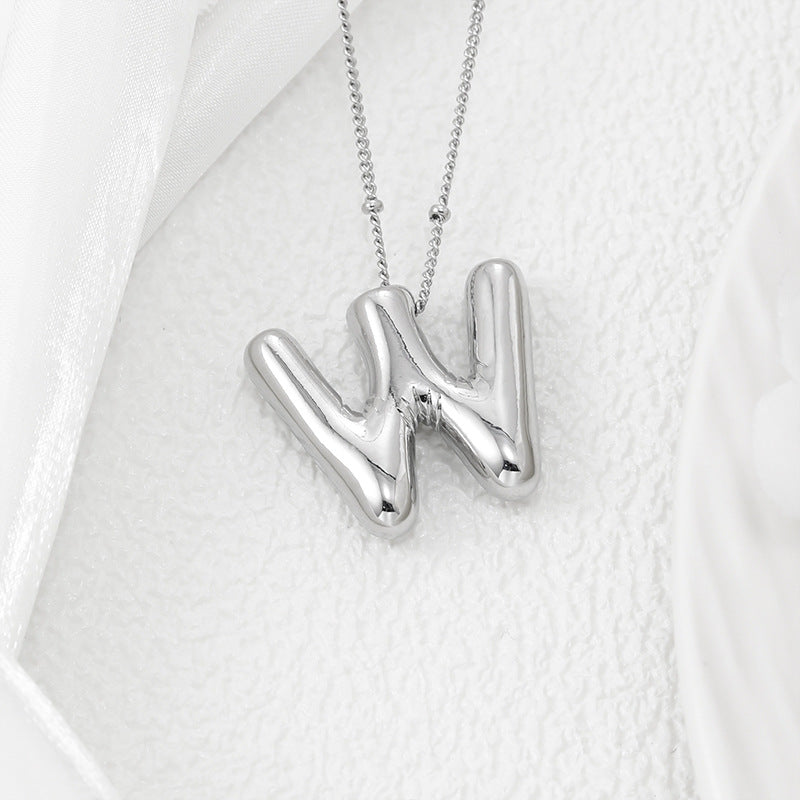 M-Z Silver Bubble Letter Necklace