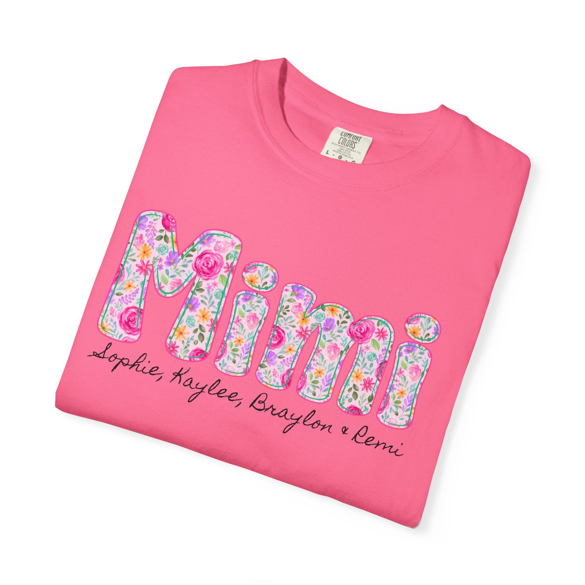 Floral Font Custom T-Shirt - Mimi, Mama, etc.