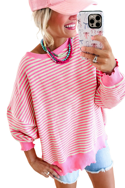 Stripe Drop Shoulder Long Sleeve Top