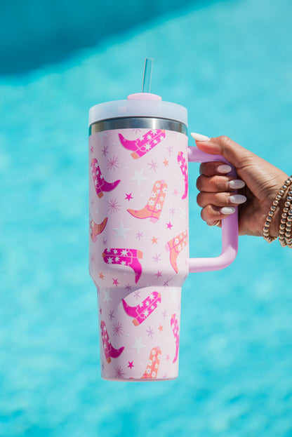 Pink Star Boot Tumbler with Straw 40oz