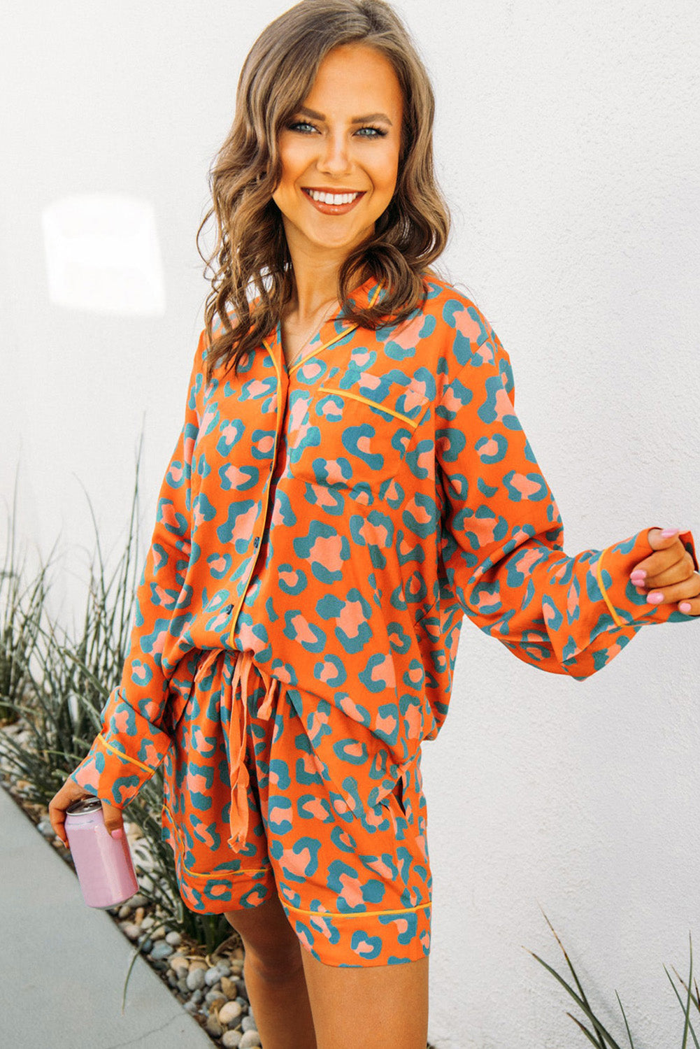 Orange Leopard Pajama Set