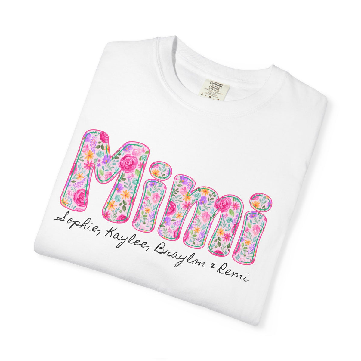Floral Font Custom T-Shirt - Mimi, Mama, etc.