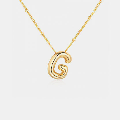 A~J Gold-Plated Bubble Initial Necklace