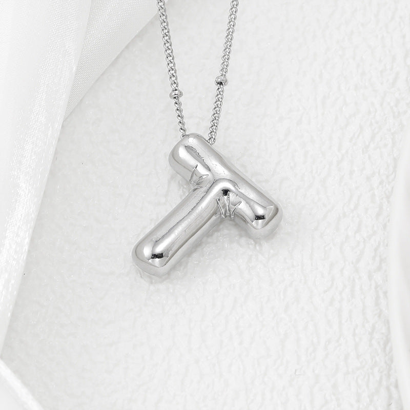 M-Z Silver Bubble Letter Necklace