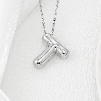 M-Z Silver Bubble Letter Necklace