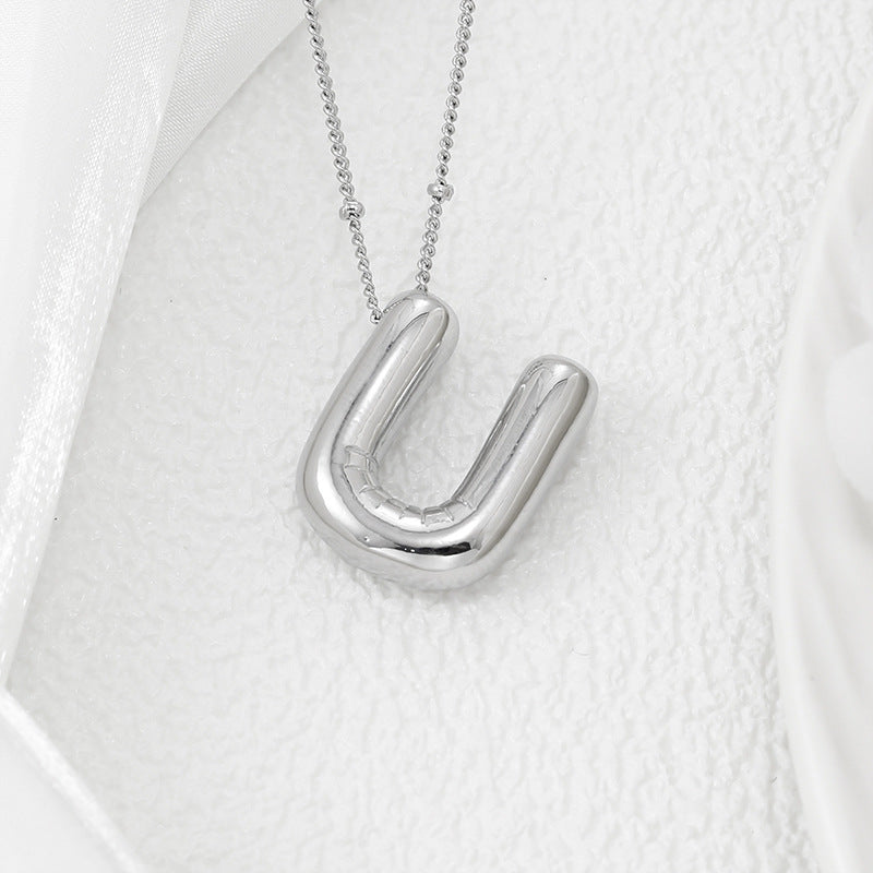 M-Z Silver Bubble Letter Necklace