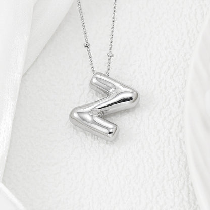 M-Z Silver Bubble Letter Necklace