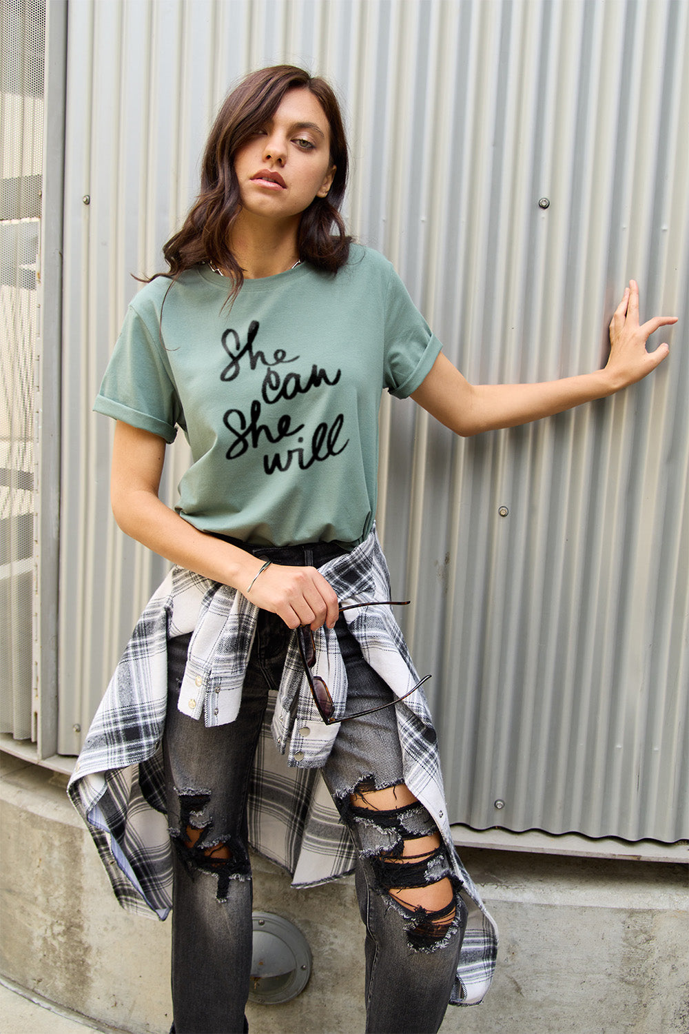 SHE CAN SHE WILL Short Sleeve T-Shirt