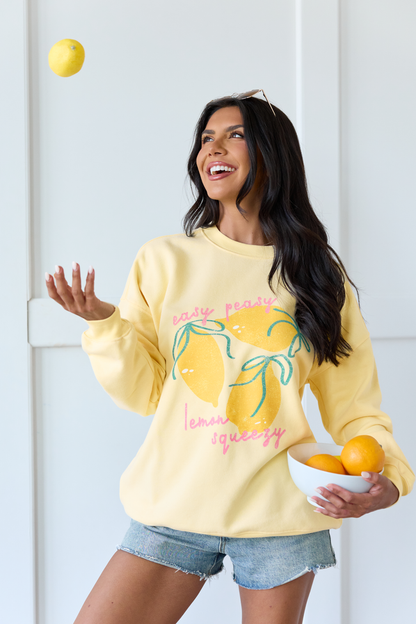 Easy Peasy Yellow Oversized Graphic Sweatshirt