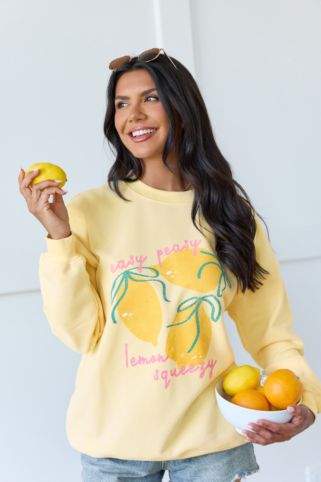 Easy Peasy Yellow Oversized Graphic Sweatshirt