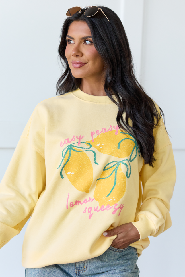 Easy Peasy Yellow Oversized Graphic Sweatshirt