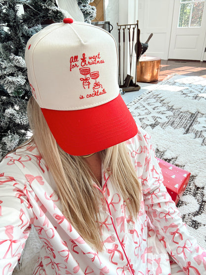 All I Want for Christmas is Cocktails - Red Vintage Trucker Hat