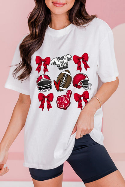 RED or BLUE Game Day Helmet Bow Graphic Tee