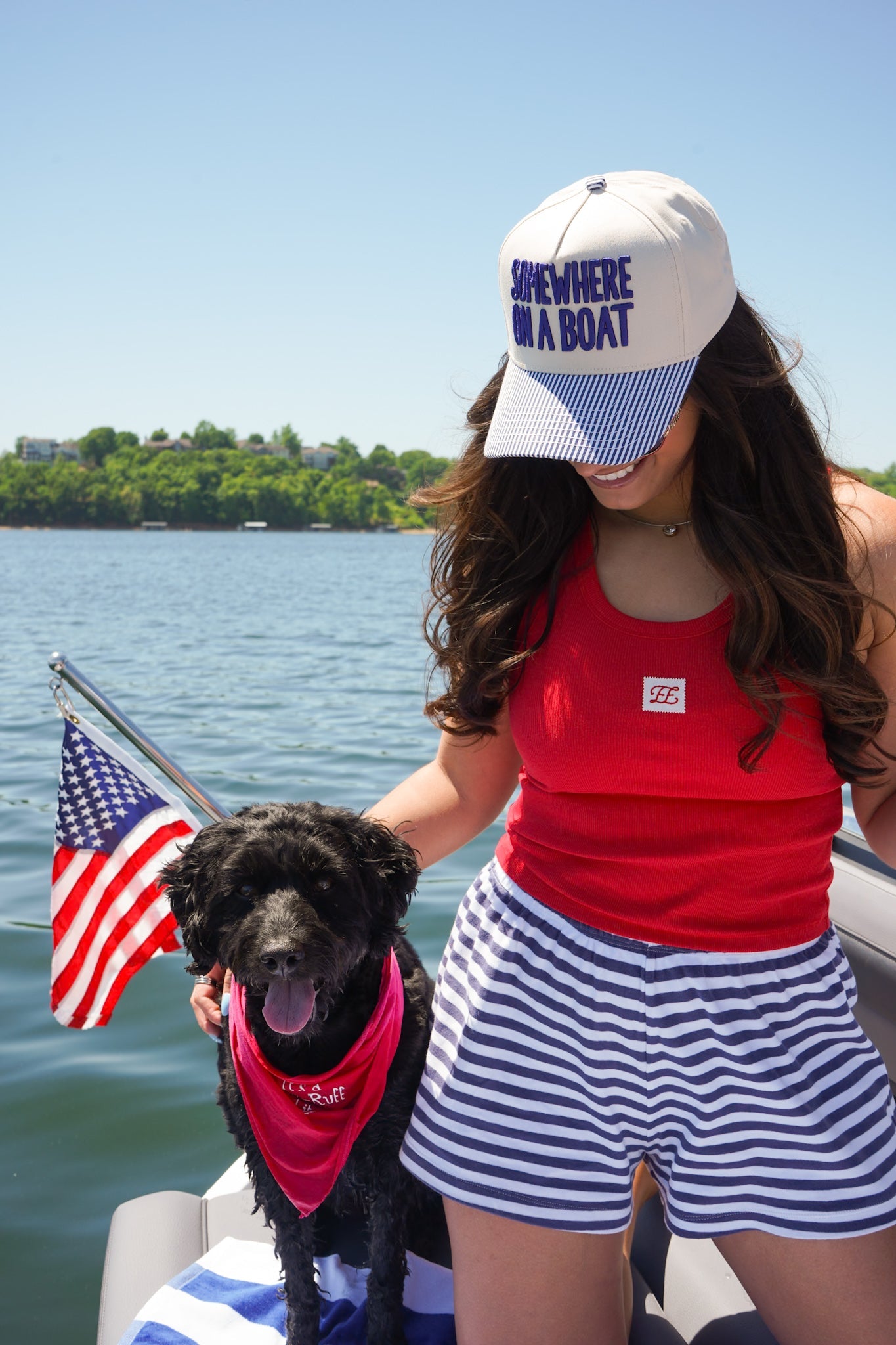 Somewhere On A Boat - Navy Stripe Trucker Hat