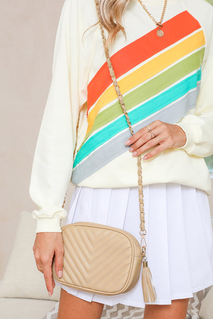 Oatmeal Chevron Shoulder Bag