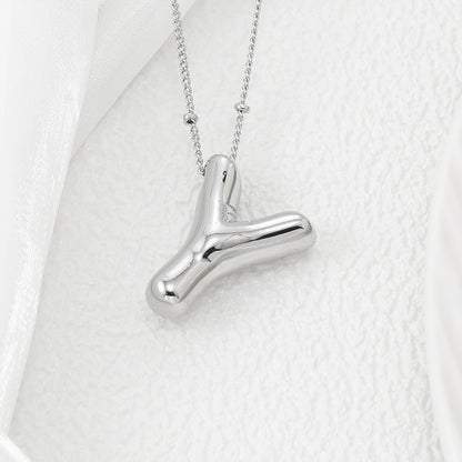 M-Z Silver Bubble Letter Necklace