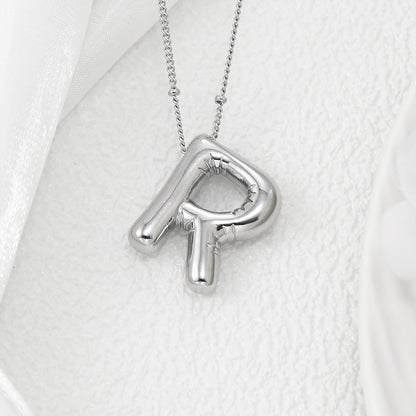 M-Z Silver Bubble Letter Necklace