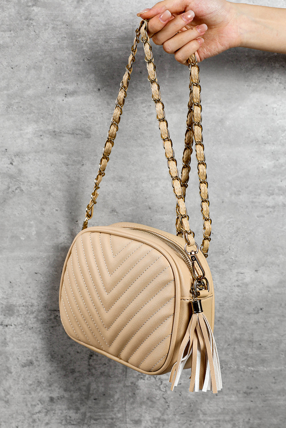 Oatmeal Chevron Shoulder Bag