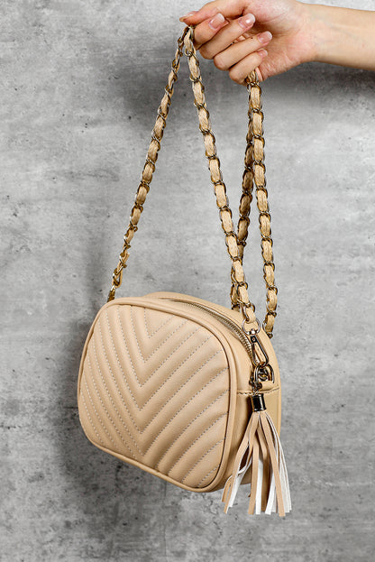 Oatmeal Chevron Shoulder Bag