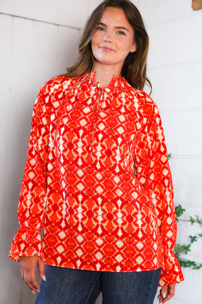 Red Hot Ruffles Woven Blouse