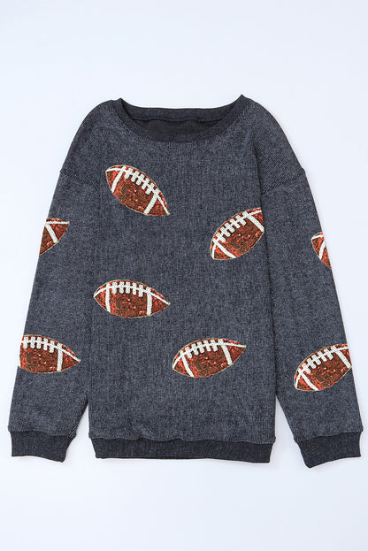 Black Sequin Game Day Sweatshirt