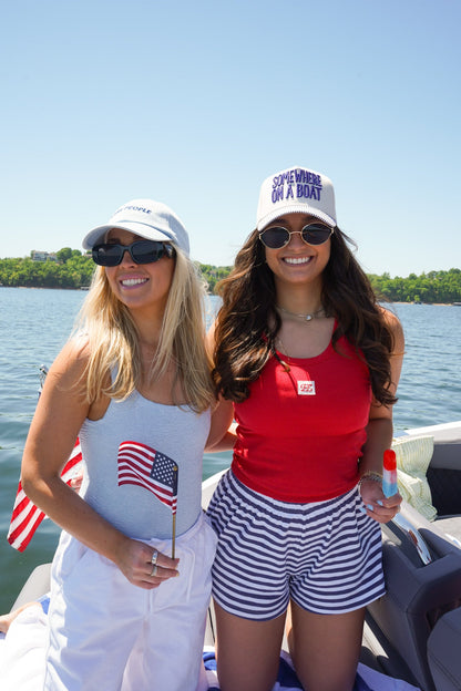 Somewhere On A Boat - Navy Stripe Trucker Hat
