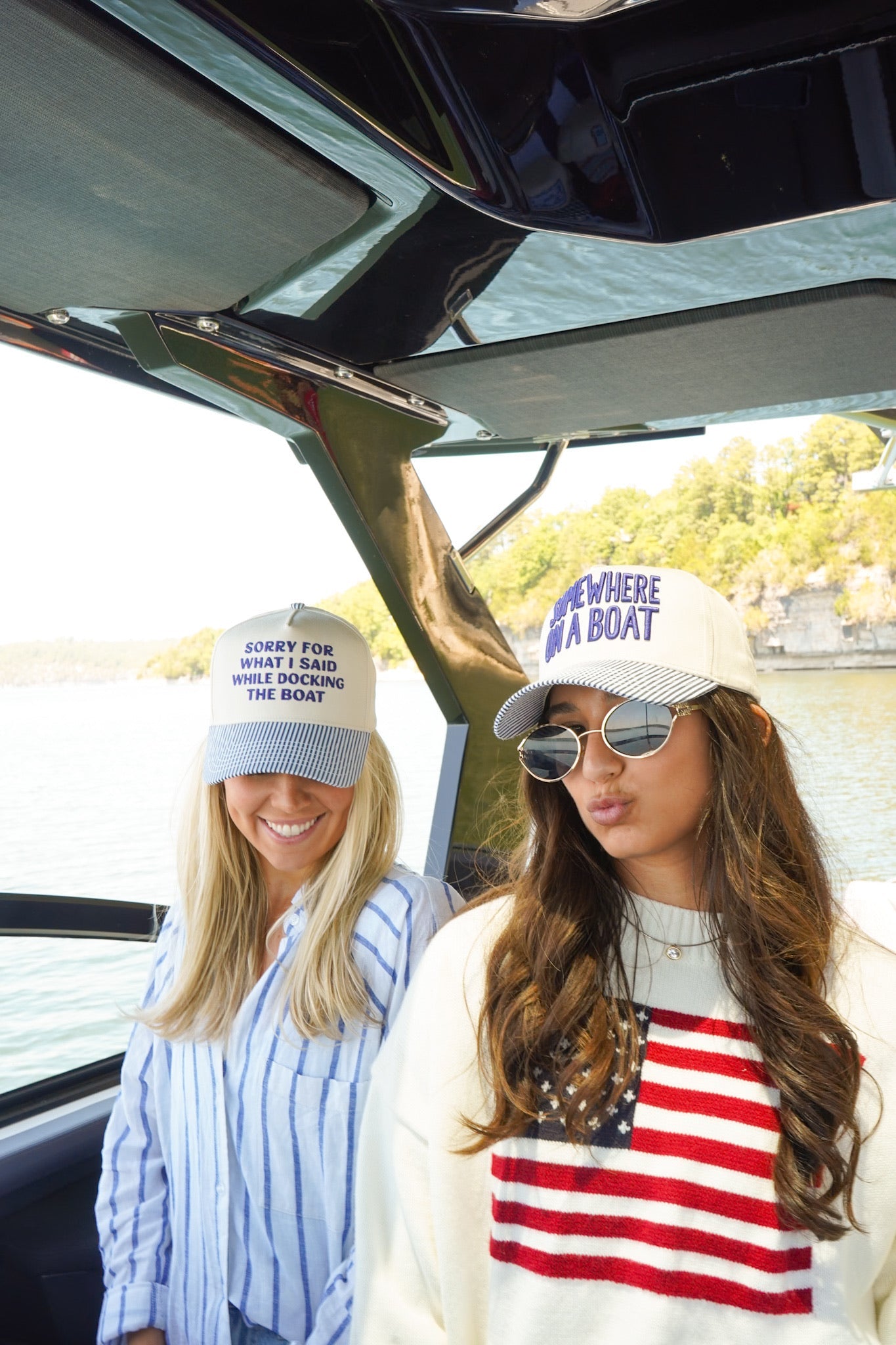 Somewhere On A Boat - Navy Stripe Trucker Hat