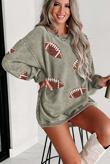 Black Sequin Game Day Sweatshirt