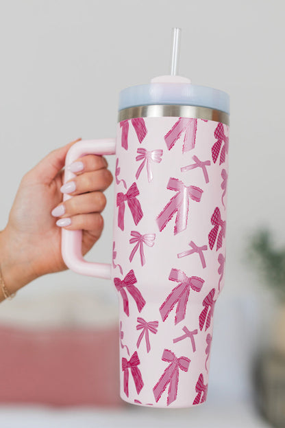 Pink Bowknot Tumbler with Handle 40oz