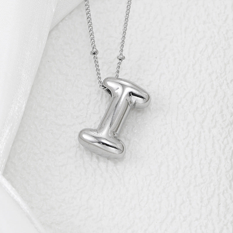 A-L Silver Bubble Letter Necklace