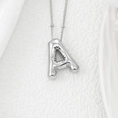 A-L Silver Bubble Letter Necklace