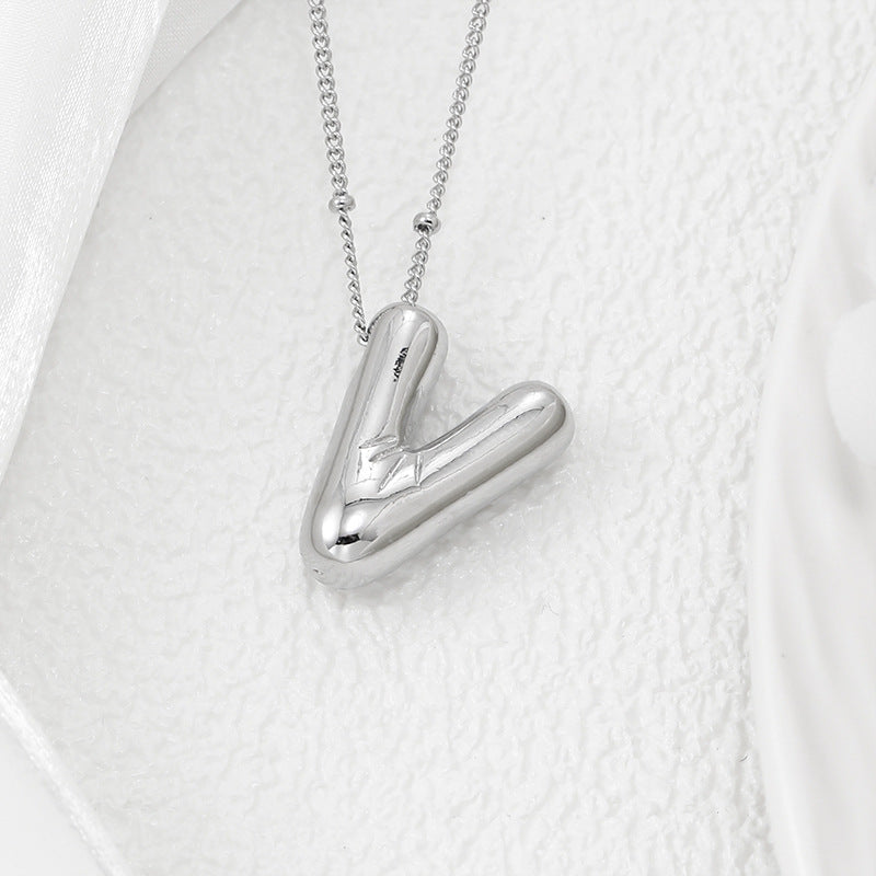 M-Z Silver Bubble Letter Necklace