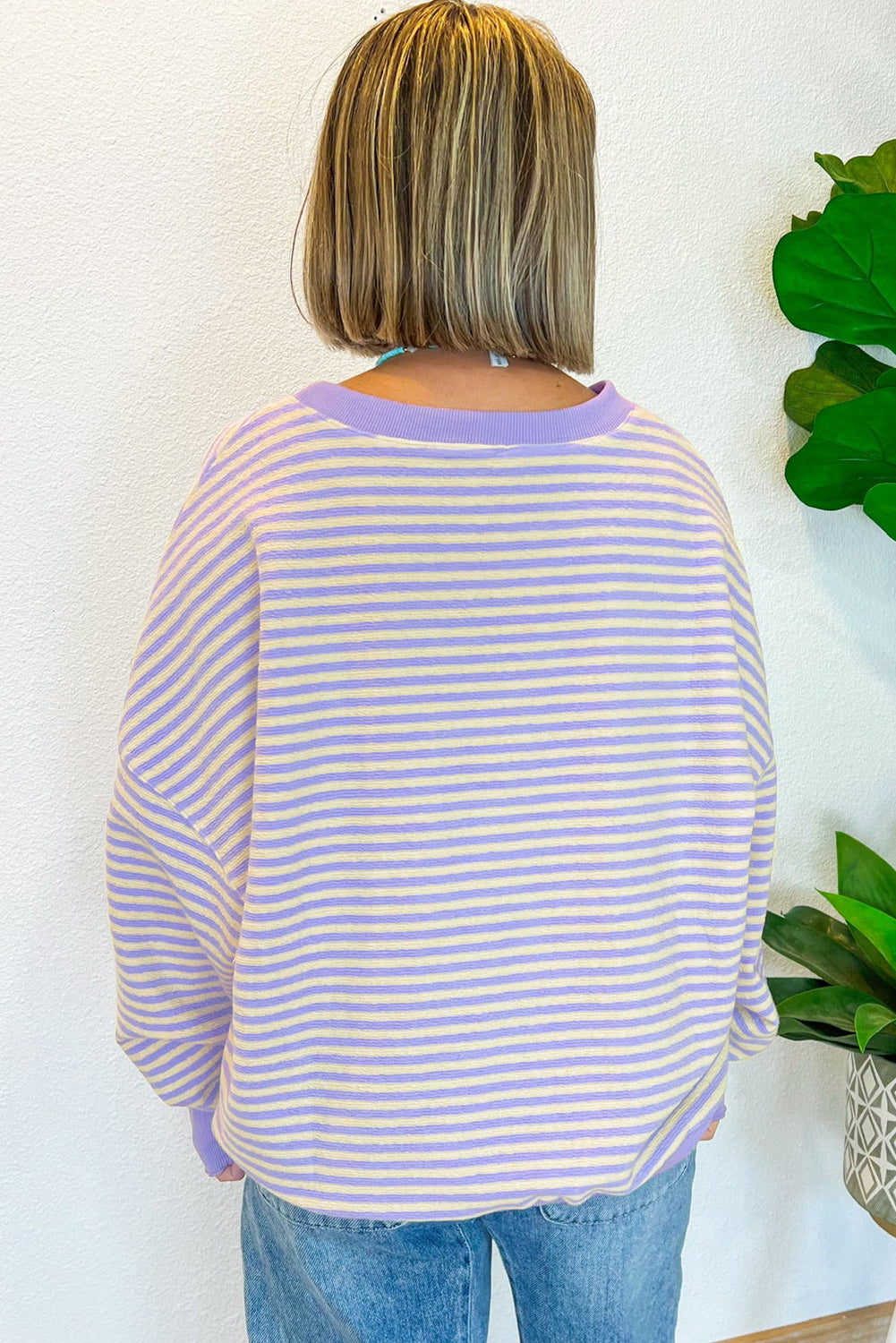 Stripe Drop Shoulder Long Sleeve Top