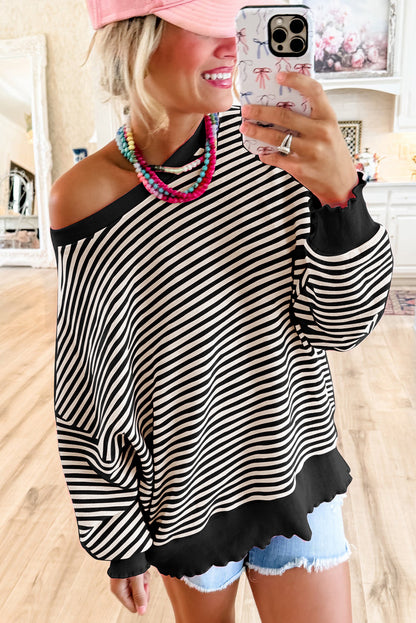 Stripe Drop Shoulder Long Sleeve Top