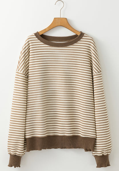 Striped Round Neck Long Sleeve Sweatshirt