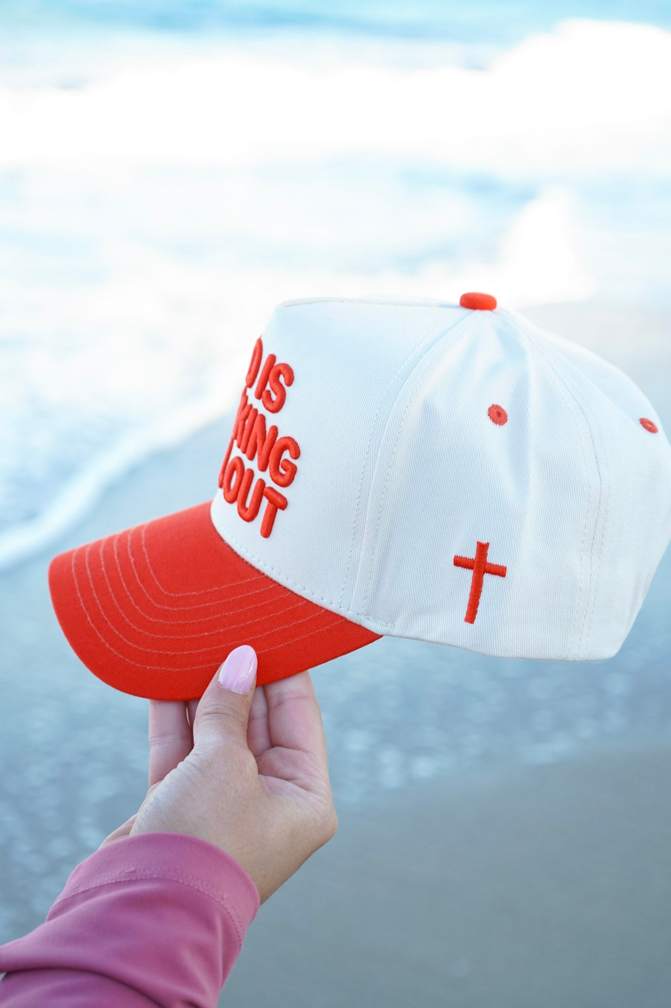 God Is Working It All Out - Red Trucker Hat