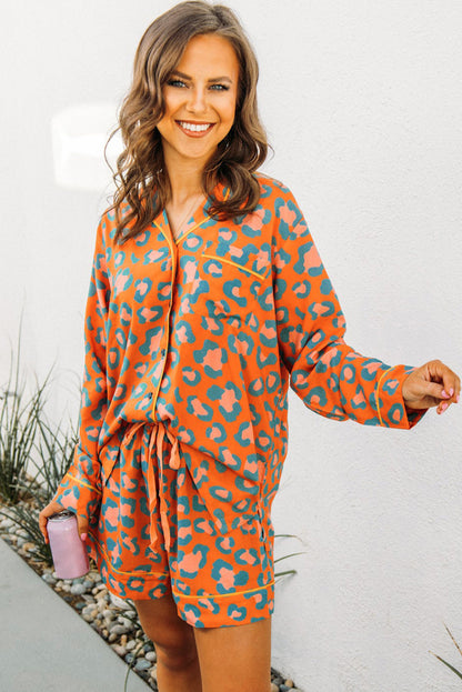 Orange Leopard Pajama Set