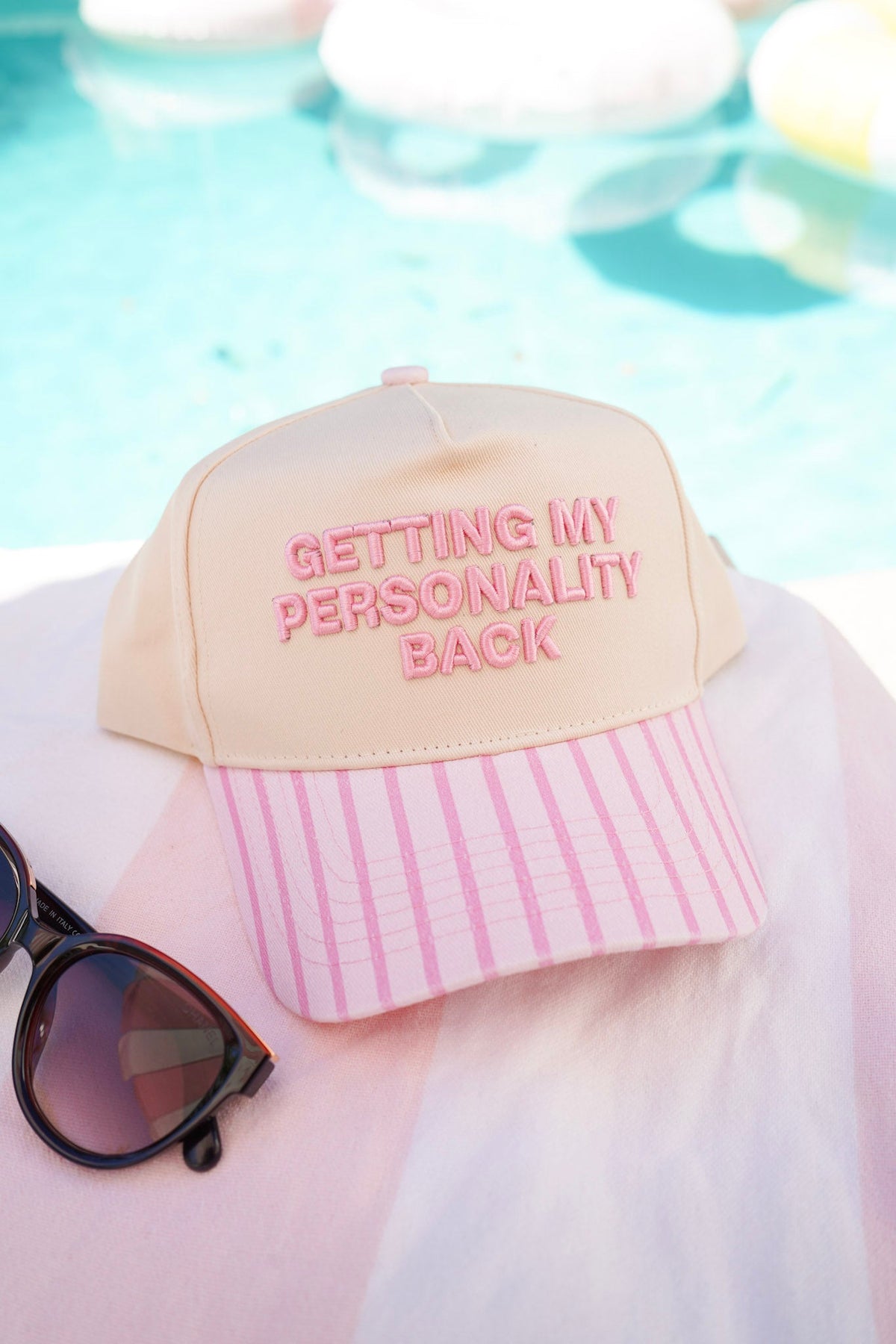 Getting my Personality Back - Pink Stripe Trucker Hat