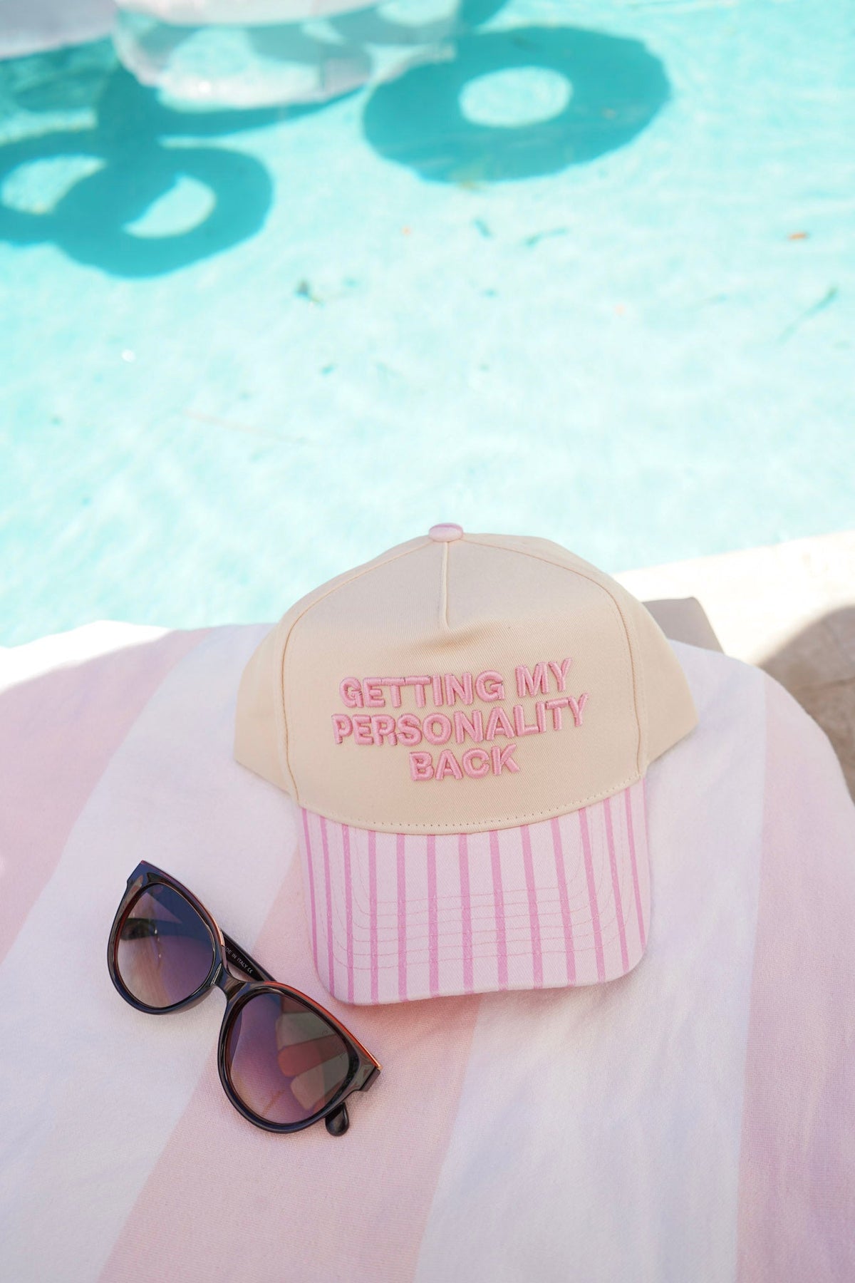 Getting my Personality Back - Pink Stripe Trucker Hat