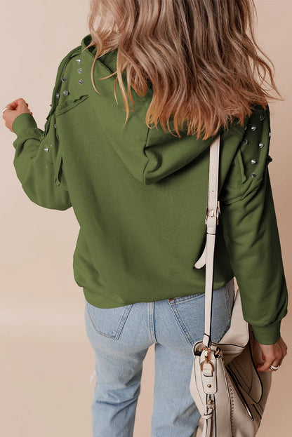 Rivet Drawstring Long Sleeve Hoodie