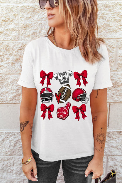 RED or BLUE Game Day Helmet Bow Graphic Tee