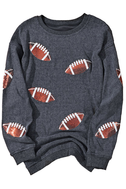 Black Sequin Game Day Sweatshirt