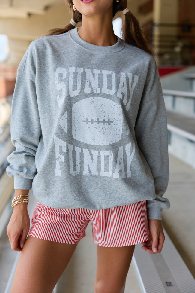 Sunday Funday Light Grey Oversized Graphic Sweatshirt