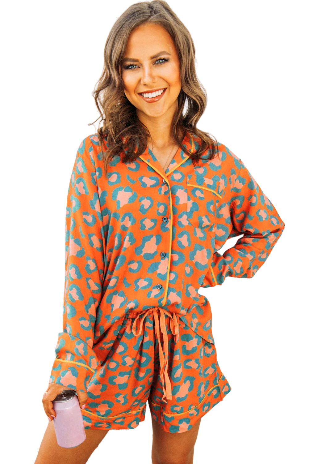 Orange Leopard Pajama Set