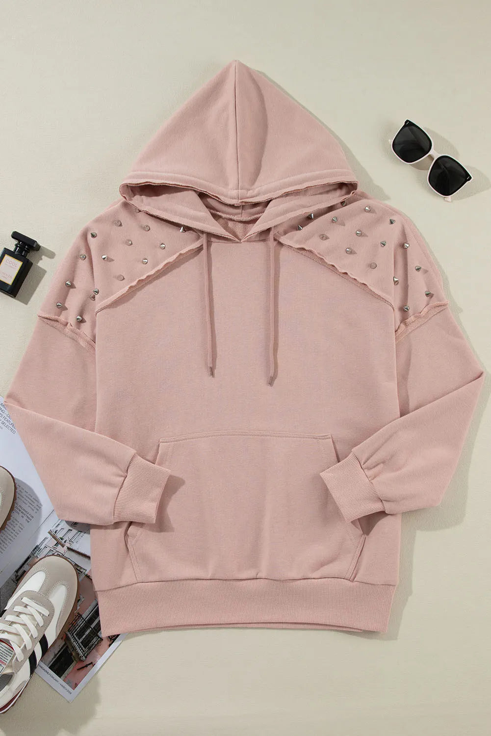 Rivet Drawstring Long Sleeve Hoodie